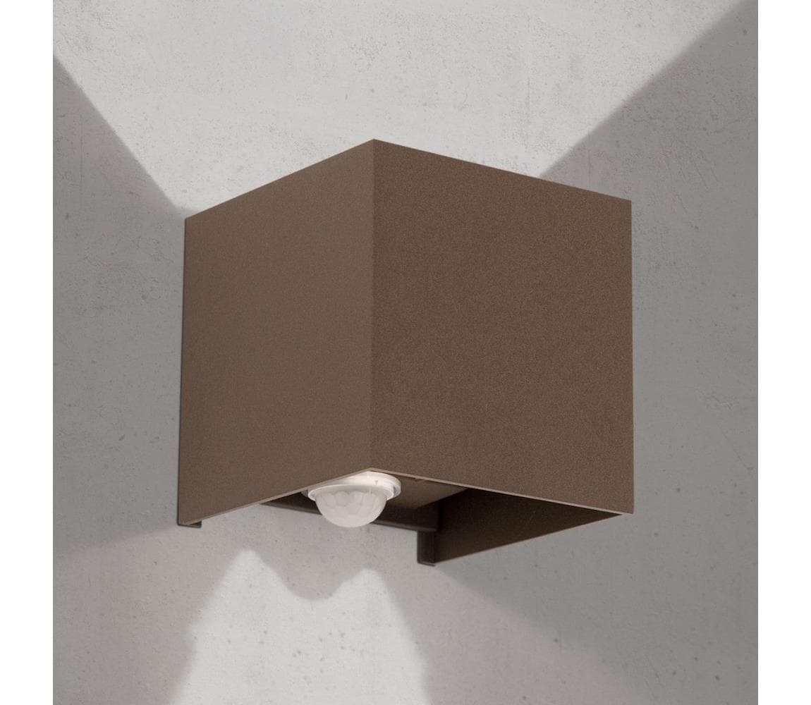 Orion- LED vonkajšie nástenné svietidlo so senzorom CUBE-S LED/13W/230V IP54 hnedé AL 11-1314 corten/Sensor