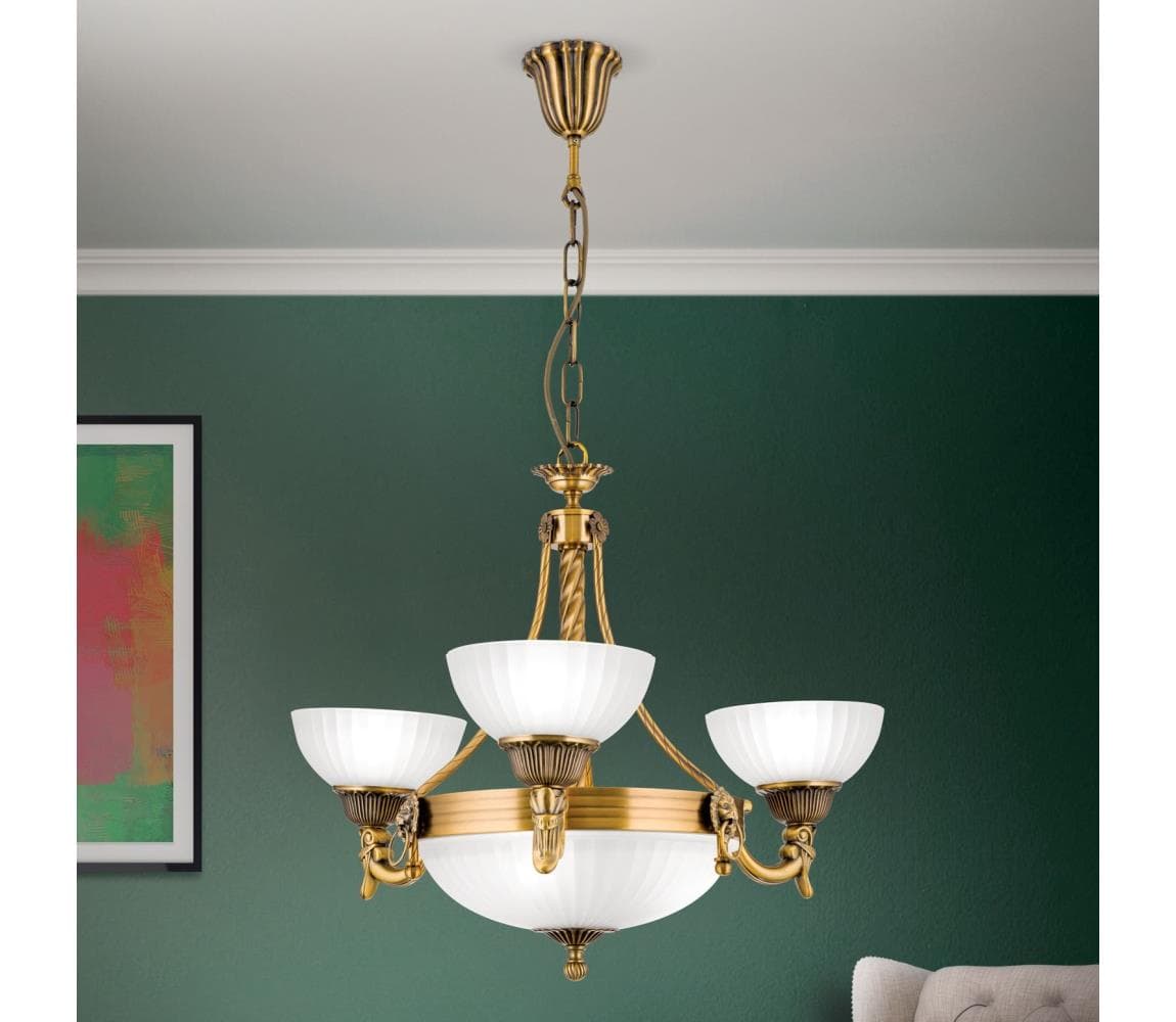 Orion LU 1689/3+3 - Luster na reťazi ROCCA 6xE27/60W/230V pr. 64 cm bronz/biela LU 1689/3+3 bronze