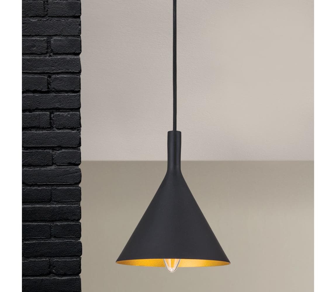 Orion - Luster na lanku GUNDA 1xE14/40W/230V pr. 16,5 cm čierna/zlatá HL 6-1627 schwarz-gold