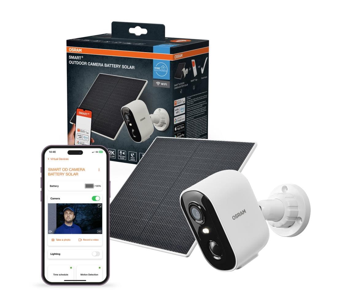 Osram - Inteligentná solárna kamera s 2K snímačom SMART+ 5V 5200 mAh IP66 Wi-Fi 4058075850576