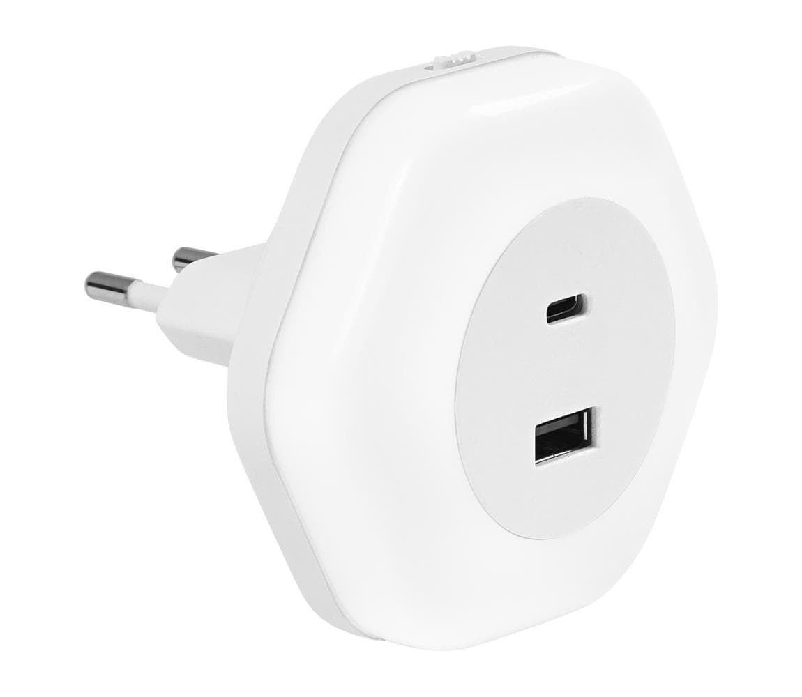 Osram - LED orientačné svietidlo do zásuvky s USB LUNETTA LED/15W/230V 4099854532238
