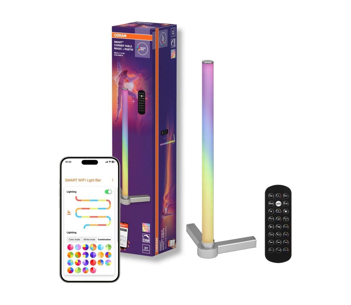 Osram - LED RGBW Stmievateľná stolová lampa SMART+ MAGIC LED/7,5W/230V strieborná Wi-Fi + diaľkové ovládanie 4099854471810