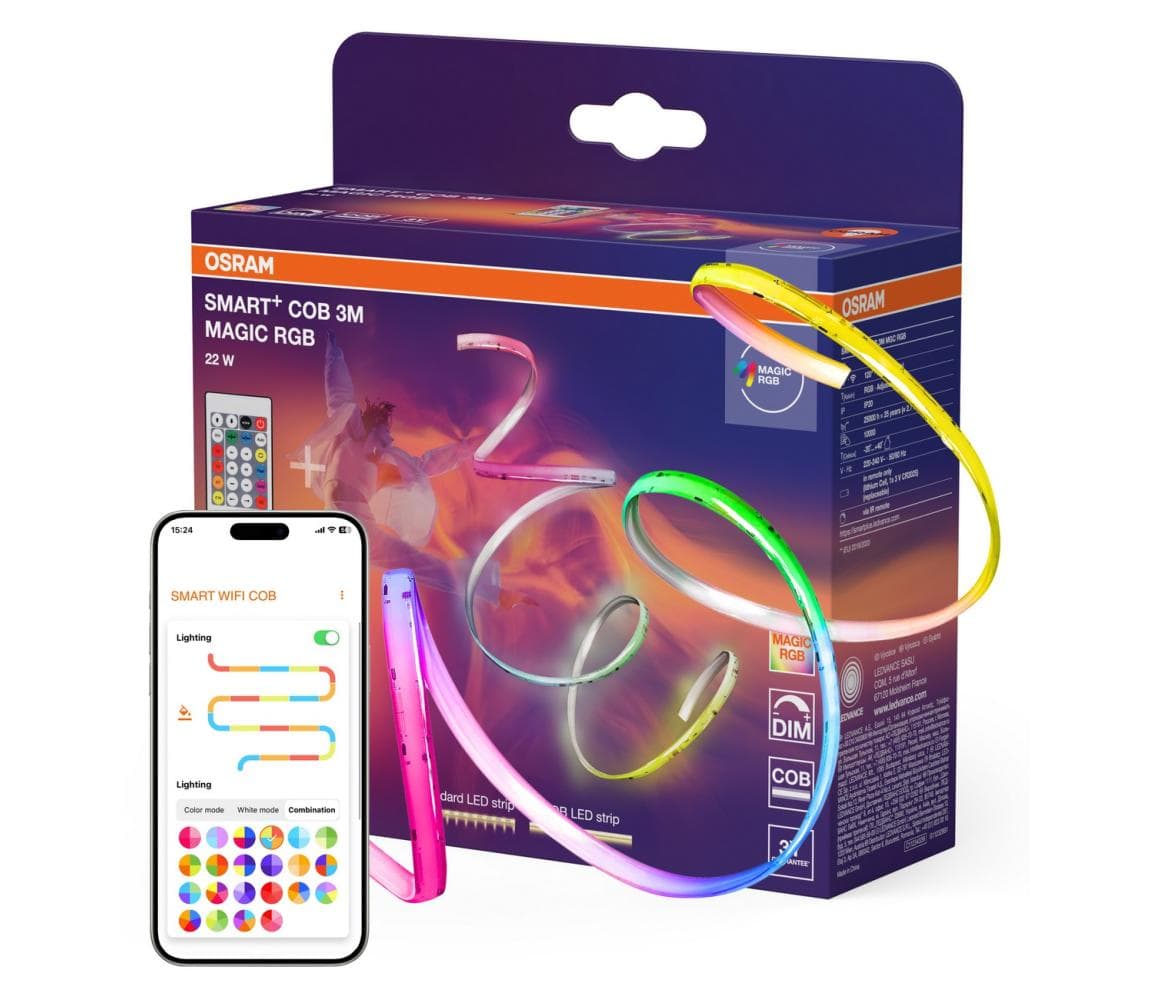 Osram - RGB LED stmievateľný pásik SMART+ MAGIC 3m LED/22W/230V Wi-Fi + diaľkové ovládanie 4099854478390