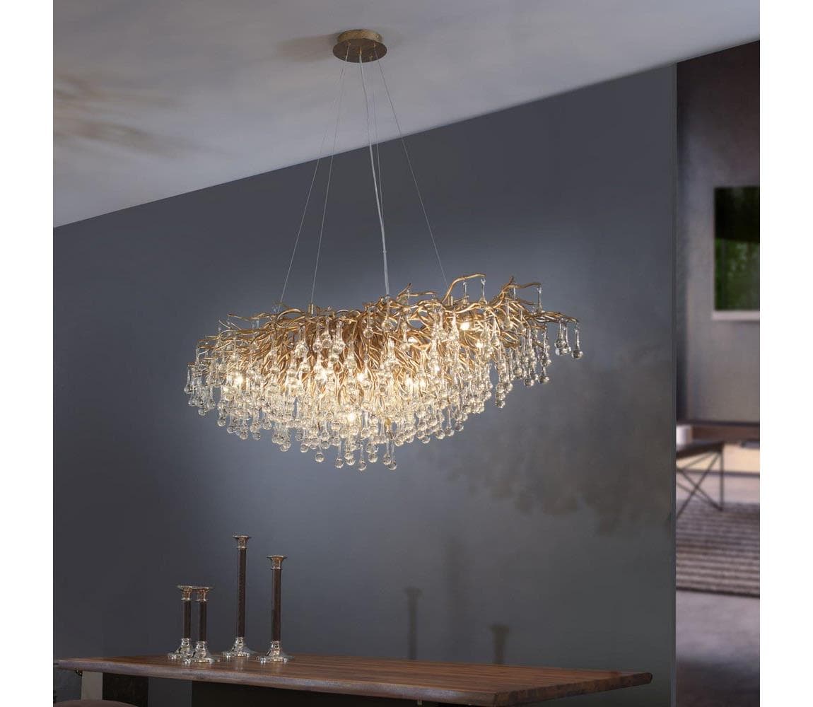 Paul Neuhaus 2031-11 - Luster na lanku ICICLE 15xG9/40W/230V 75x150 cm mosadz 2031-11