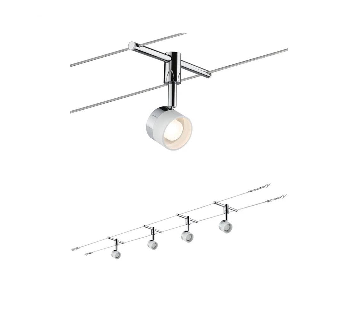 Paulmann 94080 - Sada 4× LED/4,8 W Kompletný lanový systém STAGE 230 V chróm 94080