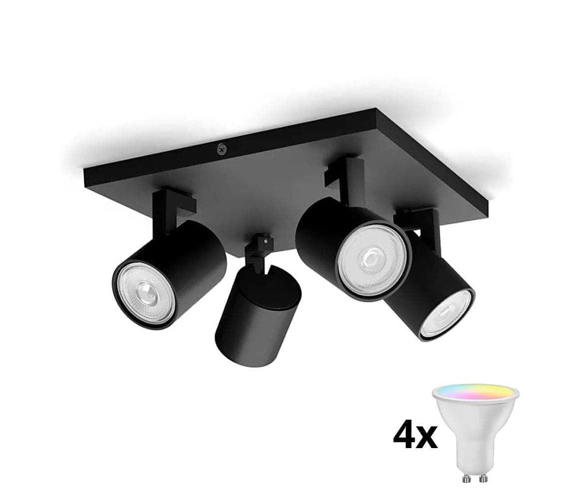 Philips - LED RGBW stmievateľné bodové svietidlo RUNNER 4xGU10/6,5W/230V čierne P5854+4xAI0589
