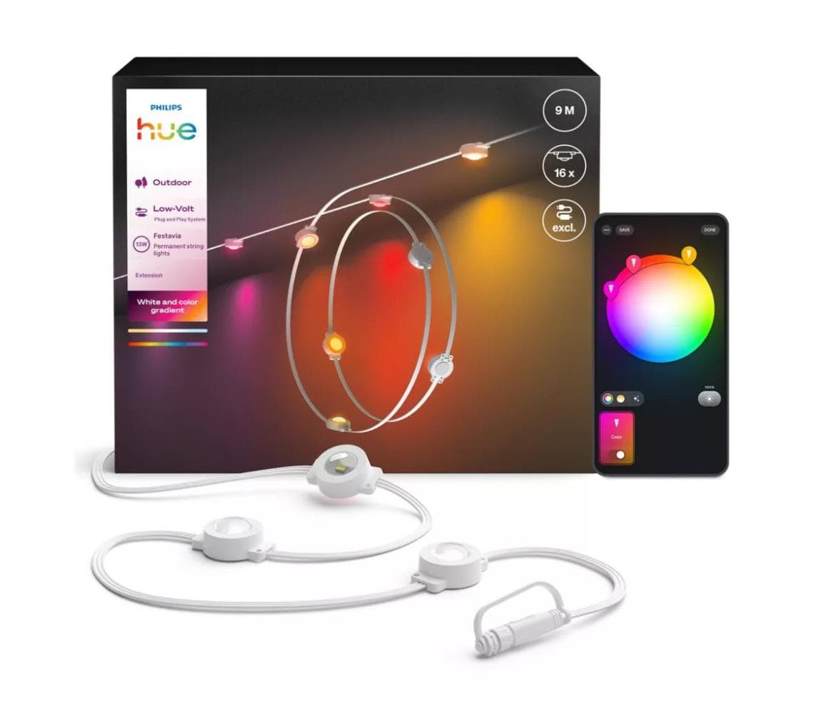 Philips - LED RGBW stmievateľný predlžovací vonkajší svetelný reťazec Hue FESTAVIA 16× LED 9 m IP65 872110307854400
