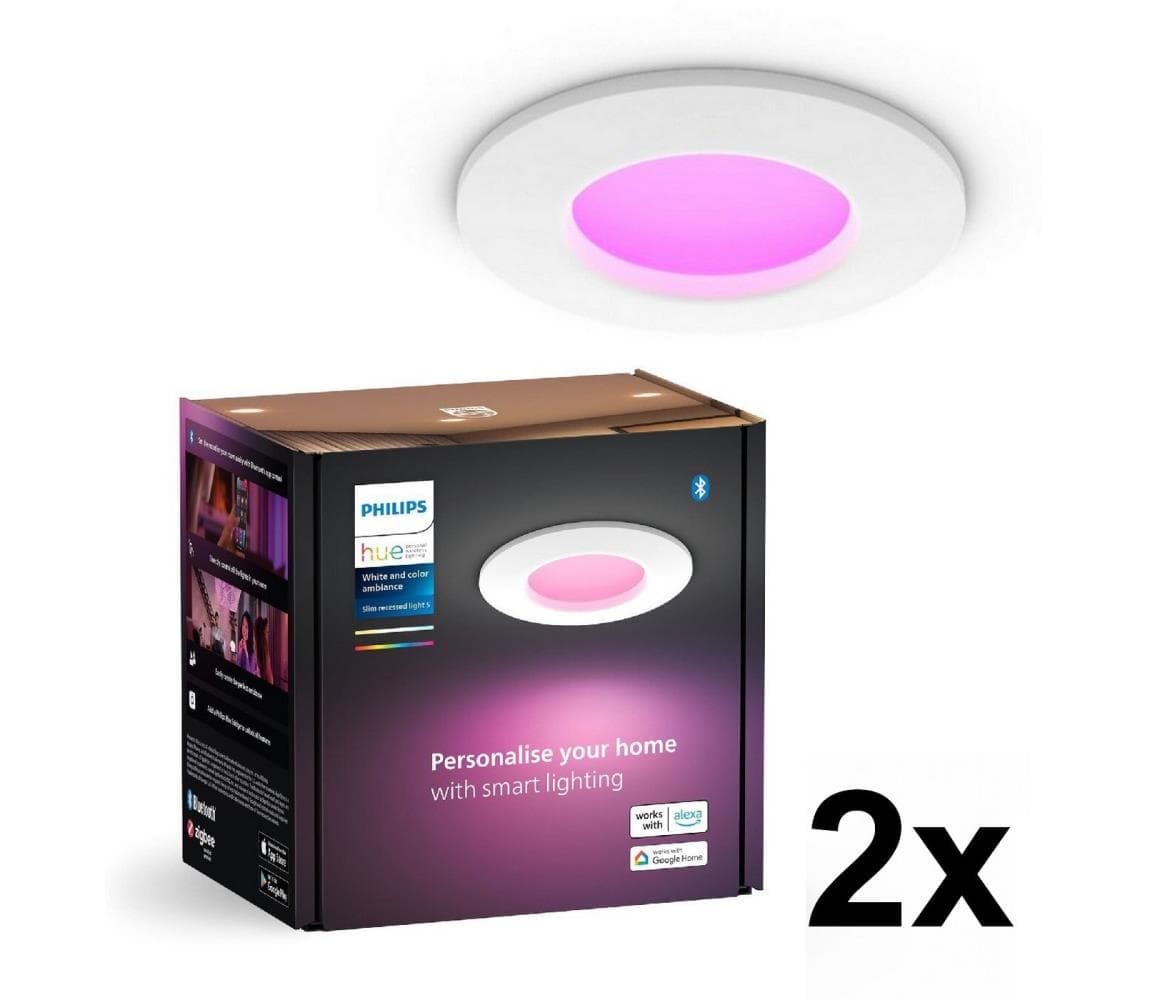 Philips - SADA 2x LED RGBW stmievateľných kúpeľňových podhľadových svietidiel Hue SLIM LED/8,3W/230V IP44 2xP6323