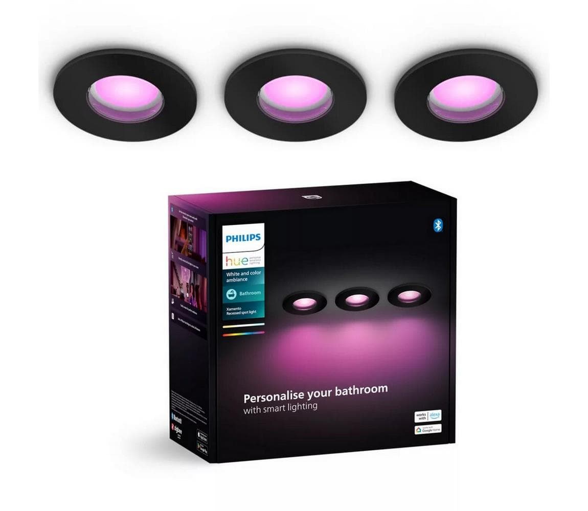 Philips-SADA 3x LED RGBW Stmievateľné kúpeľňové sv. Hue XAMENTO 1xGU10/4,2W IP44 8720169320895