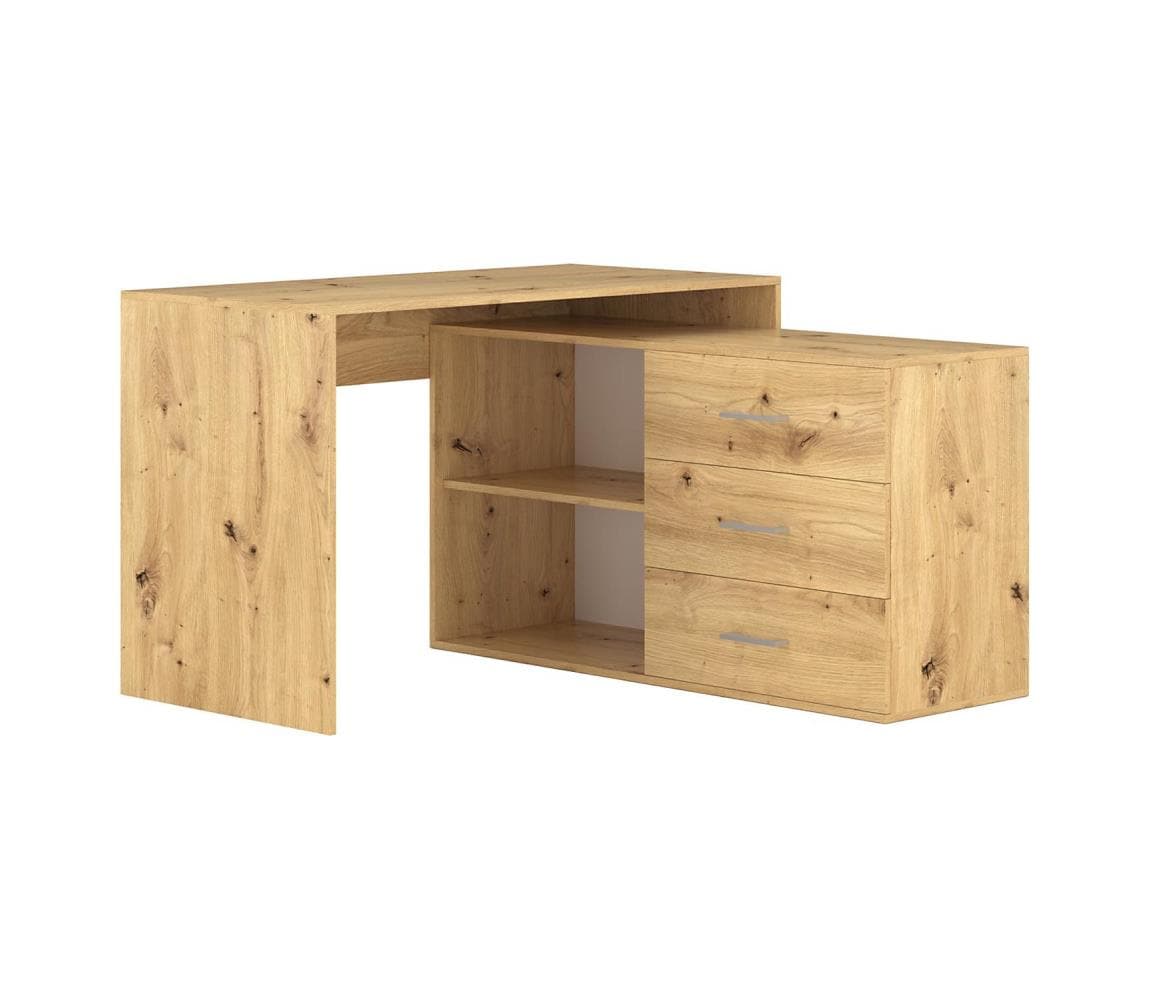 Písací stôl so zásuvkami a univerzálnym rohom P/L JULES dub artisan 5904804550523