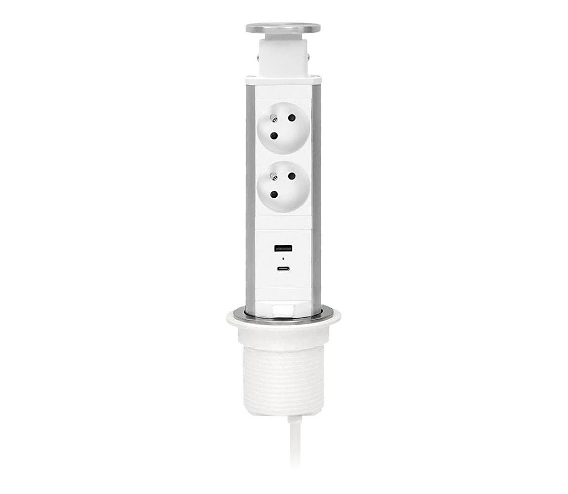 Pripojovací zásuvkový stĺpik na dosku stola 2x230V + USB-A + USB-C 4740099