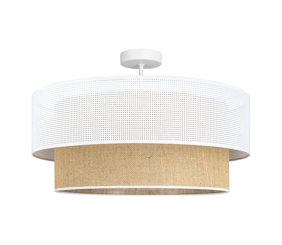 Prisadený luster BORHO 1xE27/60W/230V, priemer 40 cm, biela/juta 0251