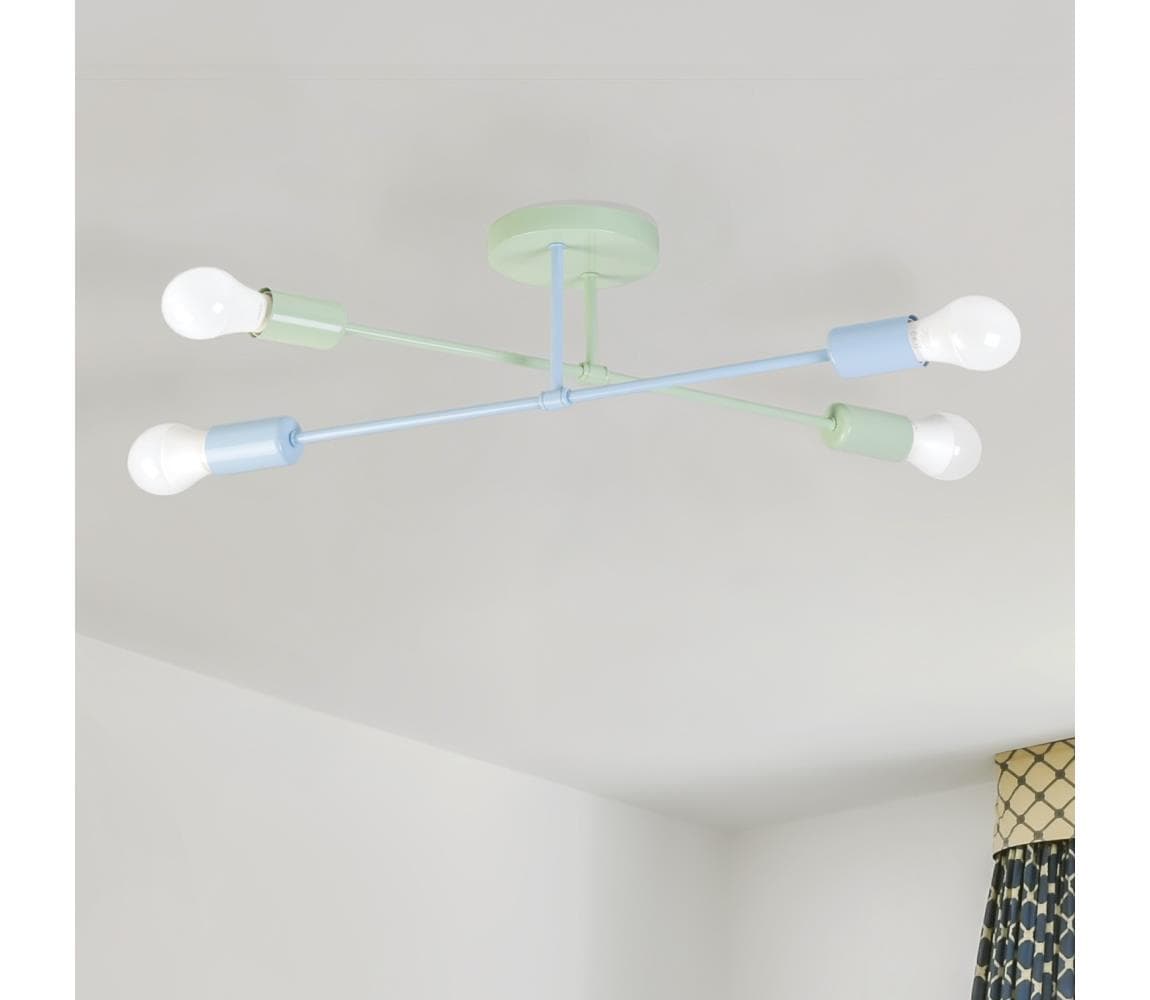 Prisadený luster CAMBRIDGE 4xE27/15W/230V zelená/modrá W-2022/4 MT+LBL