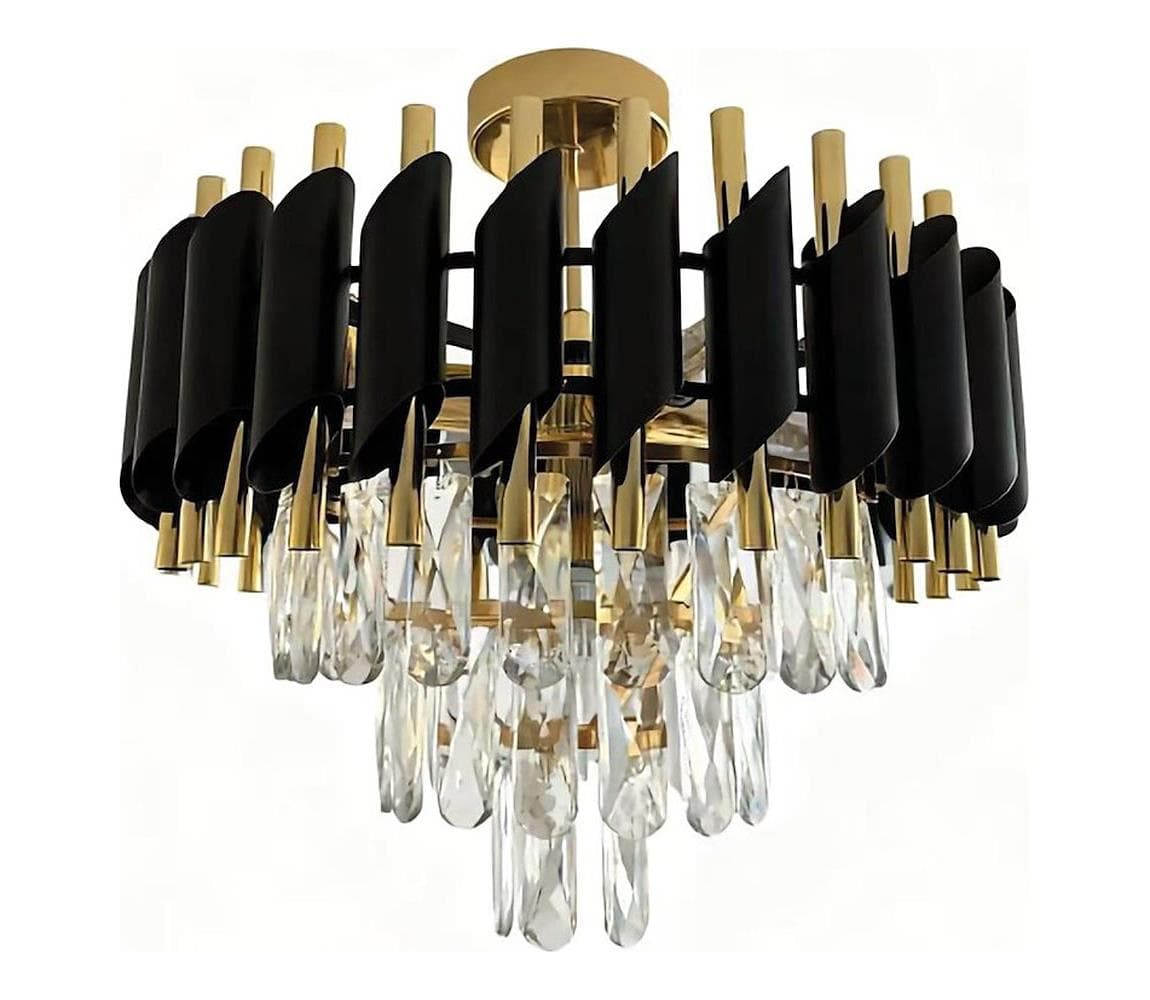 Prisadený luster CRISTAL 5xE14/10W/230V priemer 38 cm čierna/zlatá ML2562