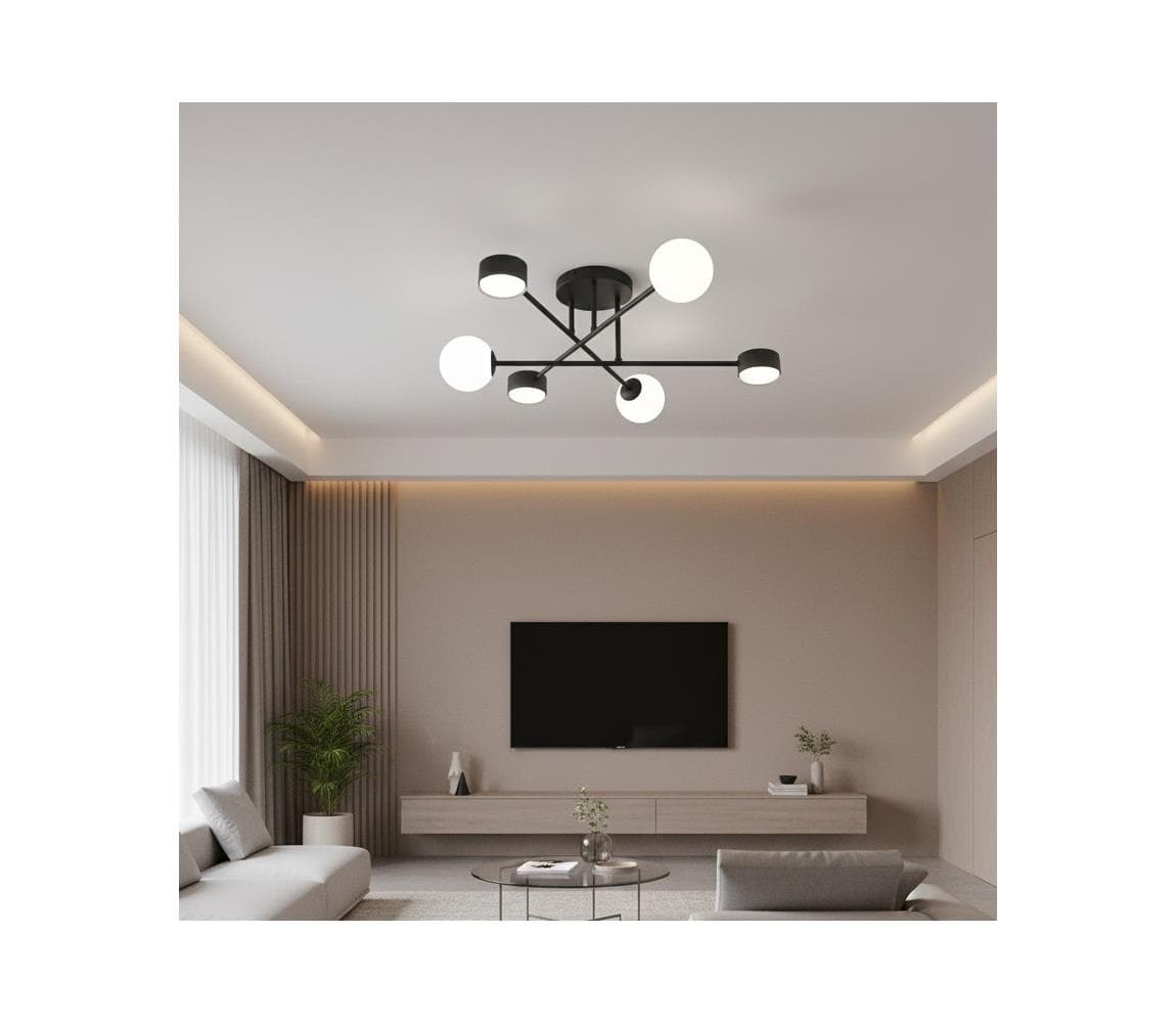 EMIBIG Prisadený luster HOLON 3xG9/8W/230V + 3xGX53/12W čierna 1558/6