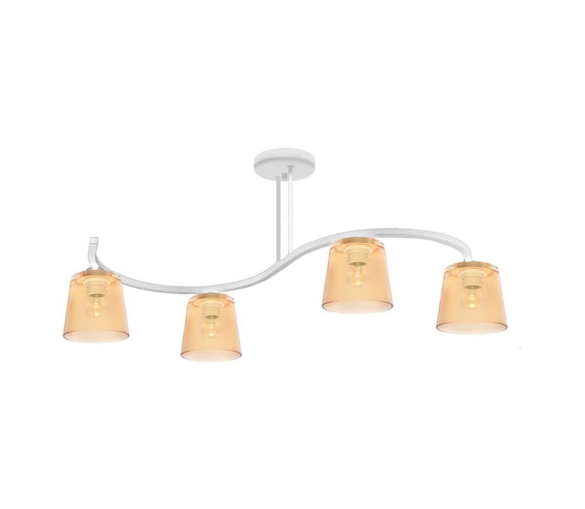 Prisadený luster LUCEA 4xE27/15W/230V biela/oranžová W-8020/4 WT+GO