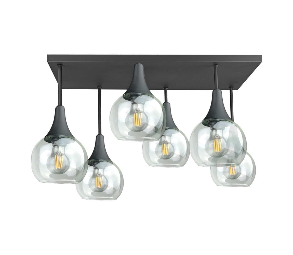 Keter Lighting Prisadený luster SOMA 6xE27/60W/230V čierna/číra 2898