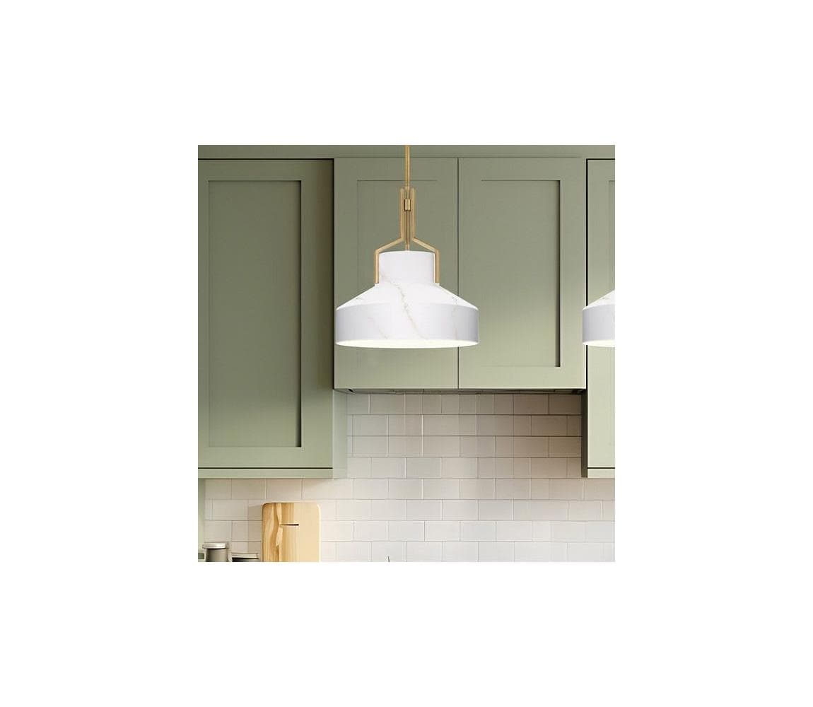 Elstead Quoizel QZ-BRECKEN-2P-AB-ABG - Luster BRECKEN 2xE27/60W/230V zlatý s mramorovým dekorom QZ-BRECKEN-2P-AB-ABG