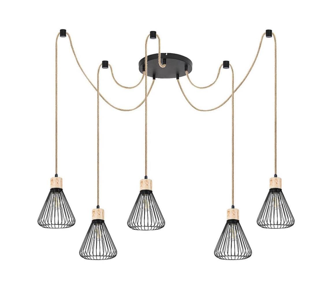 Rabalux 3150 - Luster na lanku FARFALLE 5xE27/40W/230V pavúk čierna/buk 3150