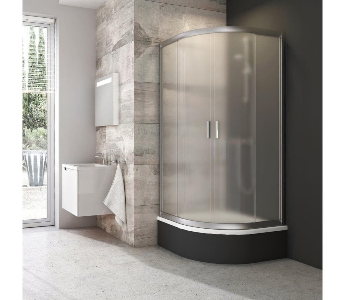 Ravak 3B240U40ZG - Sprchový kút štvordielny štvrťkruhový BLIX 80x80 cm satin 3B240U40ZG