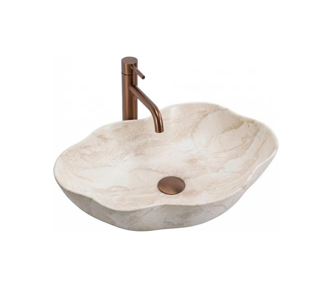 REA-U0619 - Umývadlo na dosku PEARL 38x50,5 cm keramika/béžová REA-U0619