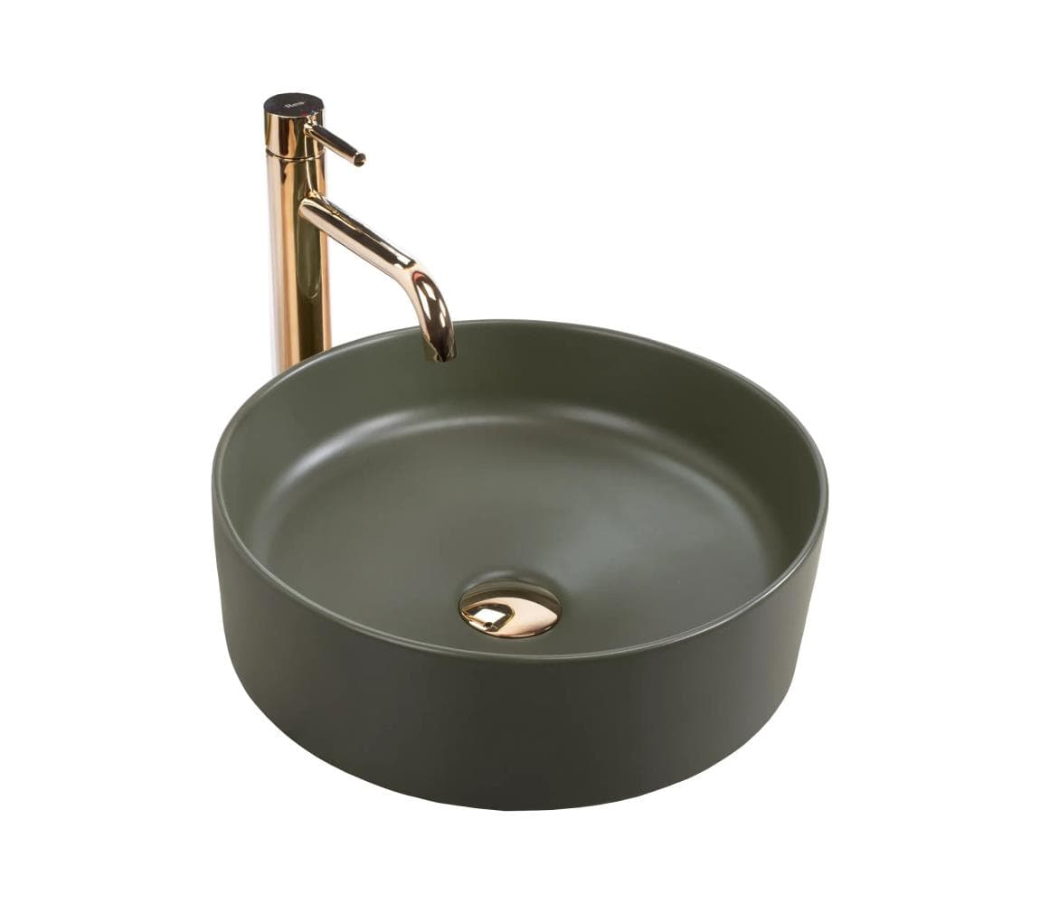 REA-U4567 - Umývadlo na dosku SAMI, priemer 37 cm, keramika/matná zelená REA-U4567