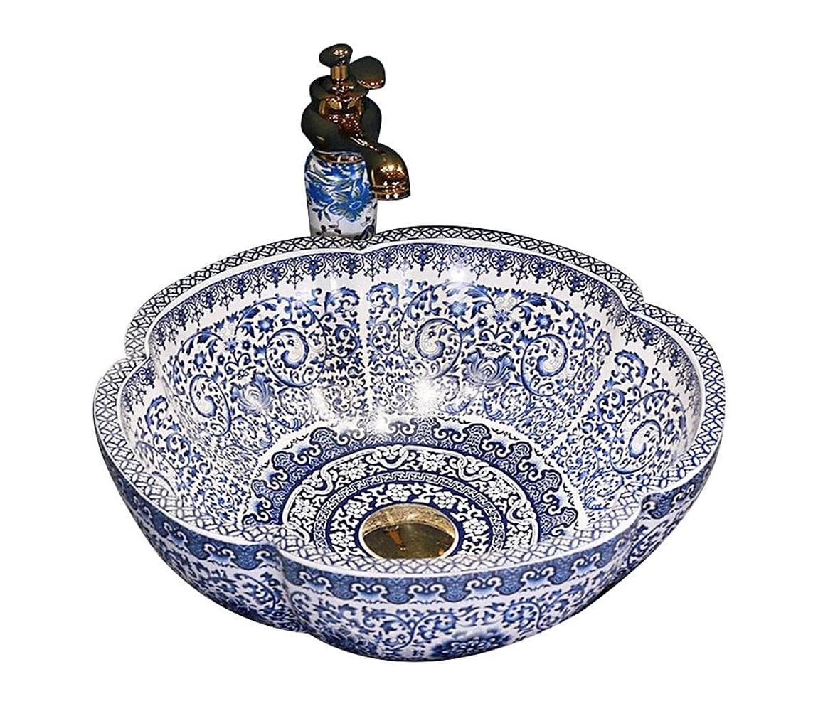 REA-U5666 - Umývadlo na dosku VIVIEN pr. 42,5 cm keramika/ornamentálny vzor REA-U5666
