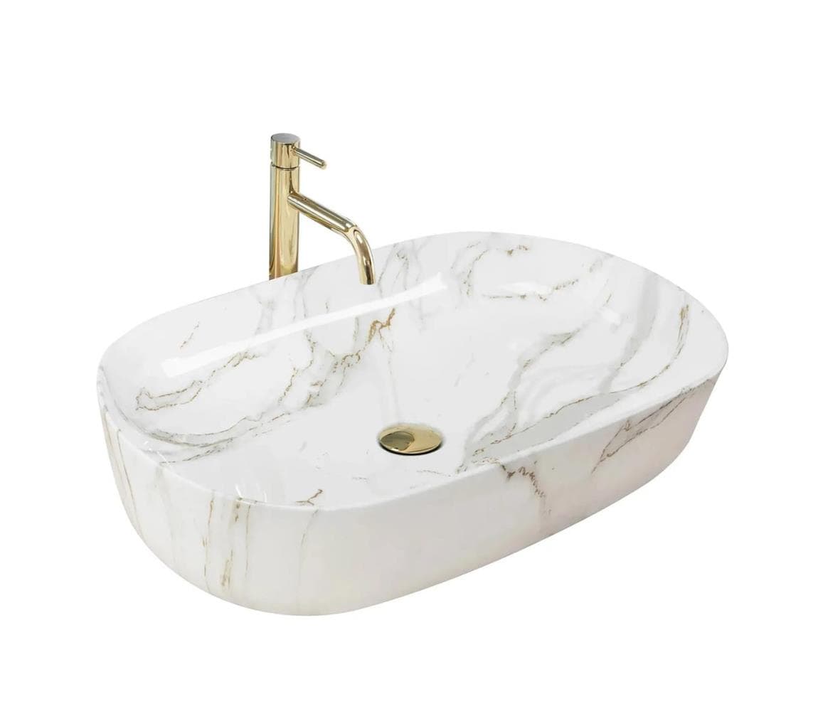 REA-U9656 - Umývadlo na dosku CLEO 41x60,5 cm keramika/mramorový dekor REA-U9656
