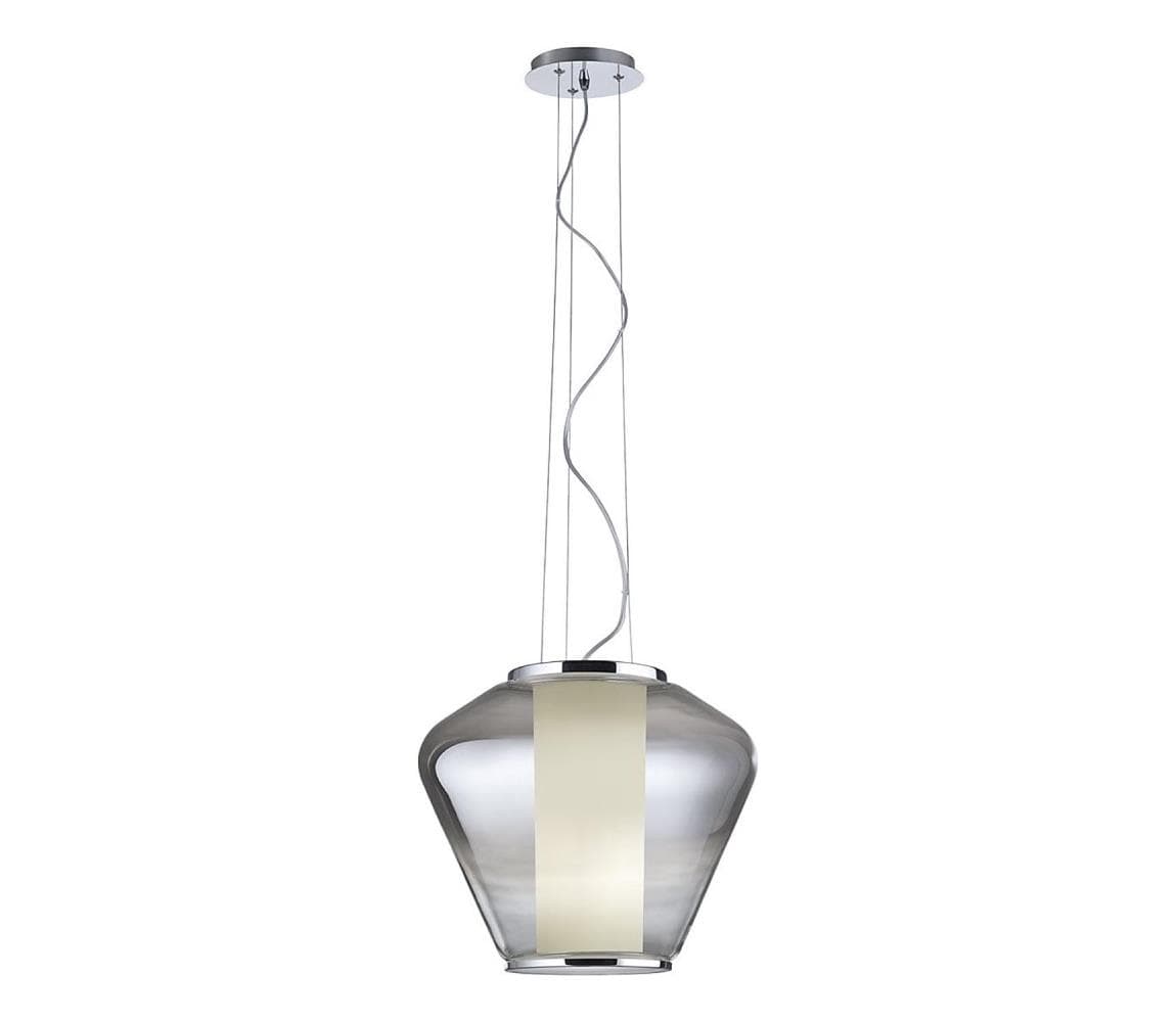Redo 01-1139 - Závesný luster FUSION na lankách 1xE27/42W/230V pr. 30 cm, lesklý chróm/dymové sklo 01-1139