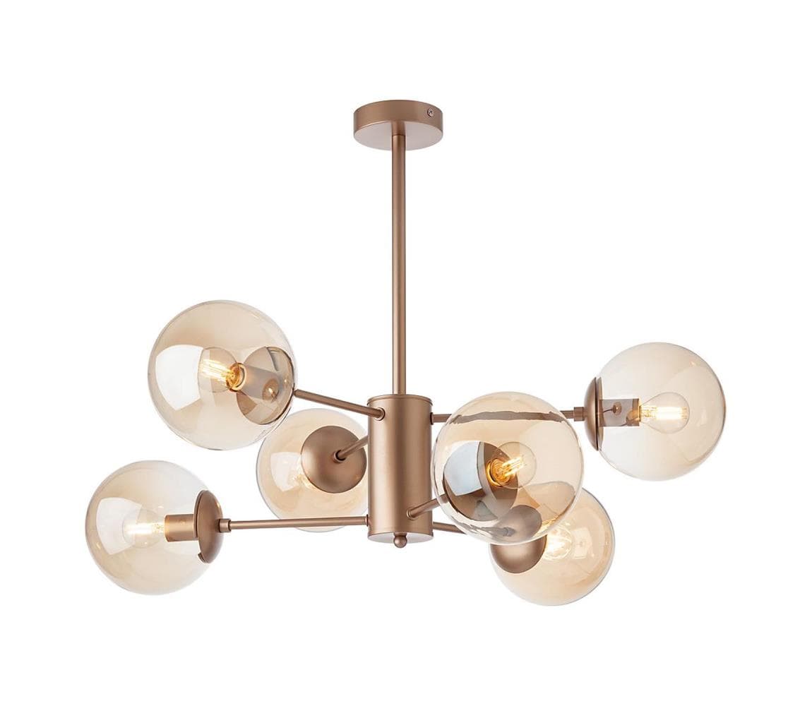 Redo 01-2943 - Luster na tyči MUNDI 6xE14/28W/230V meď/dymová 01-2943