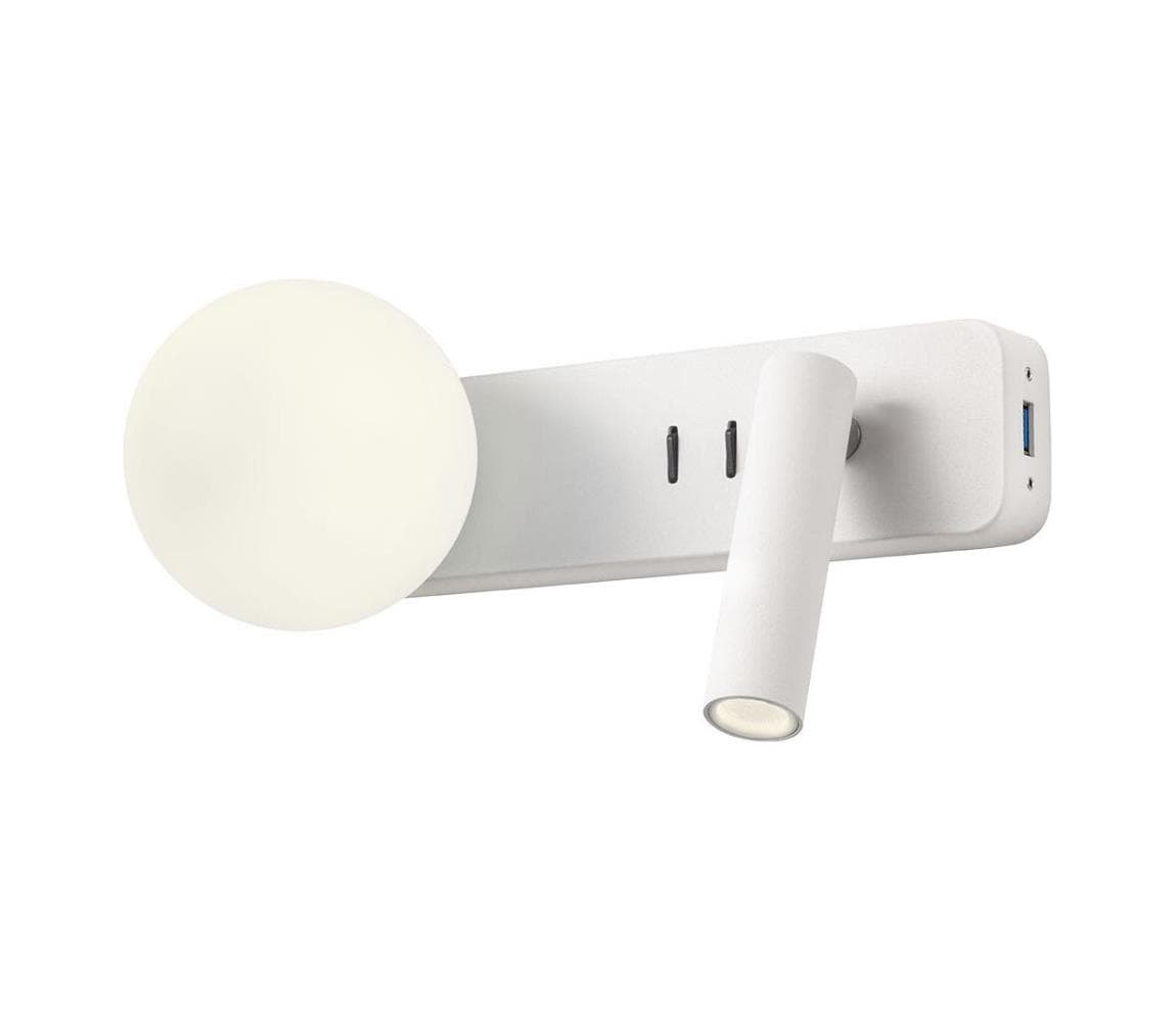 Redo 01-2991 - LED nástenné svietidlo OASIS LED/3W/230V+1xG9/10W USB CRI 90 biela 01-2991