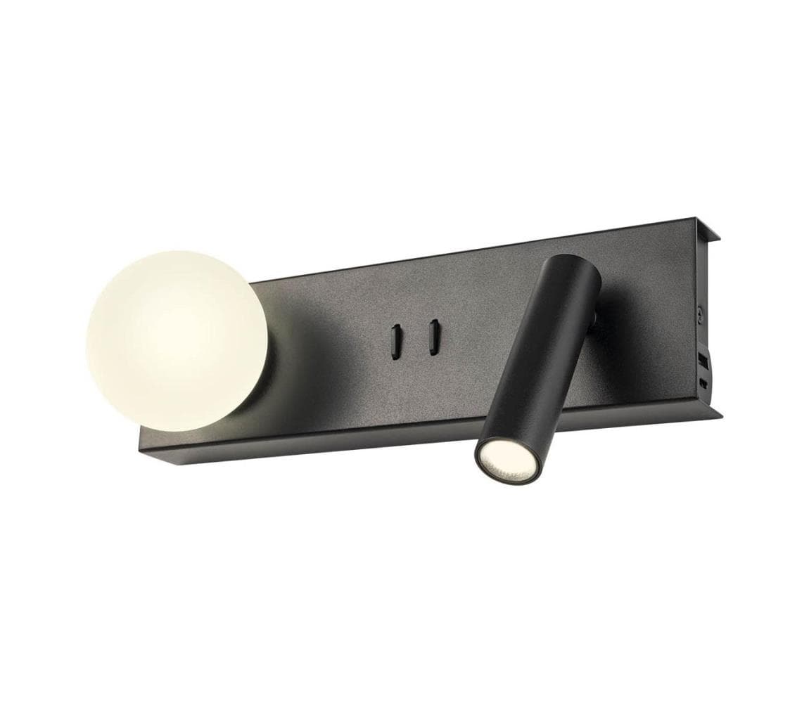 Redo 01-4663 - LED nástenné svietidlo NORMA LED/5W/230V + LED/3W CRI 90 USB čierne 01-4663