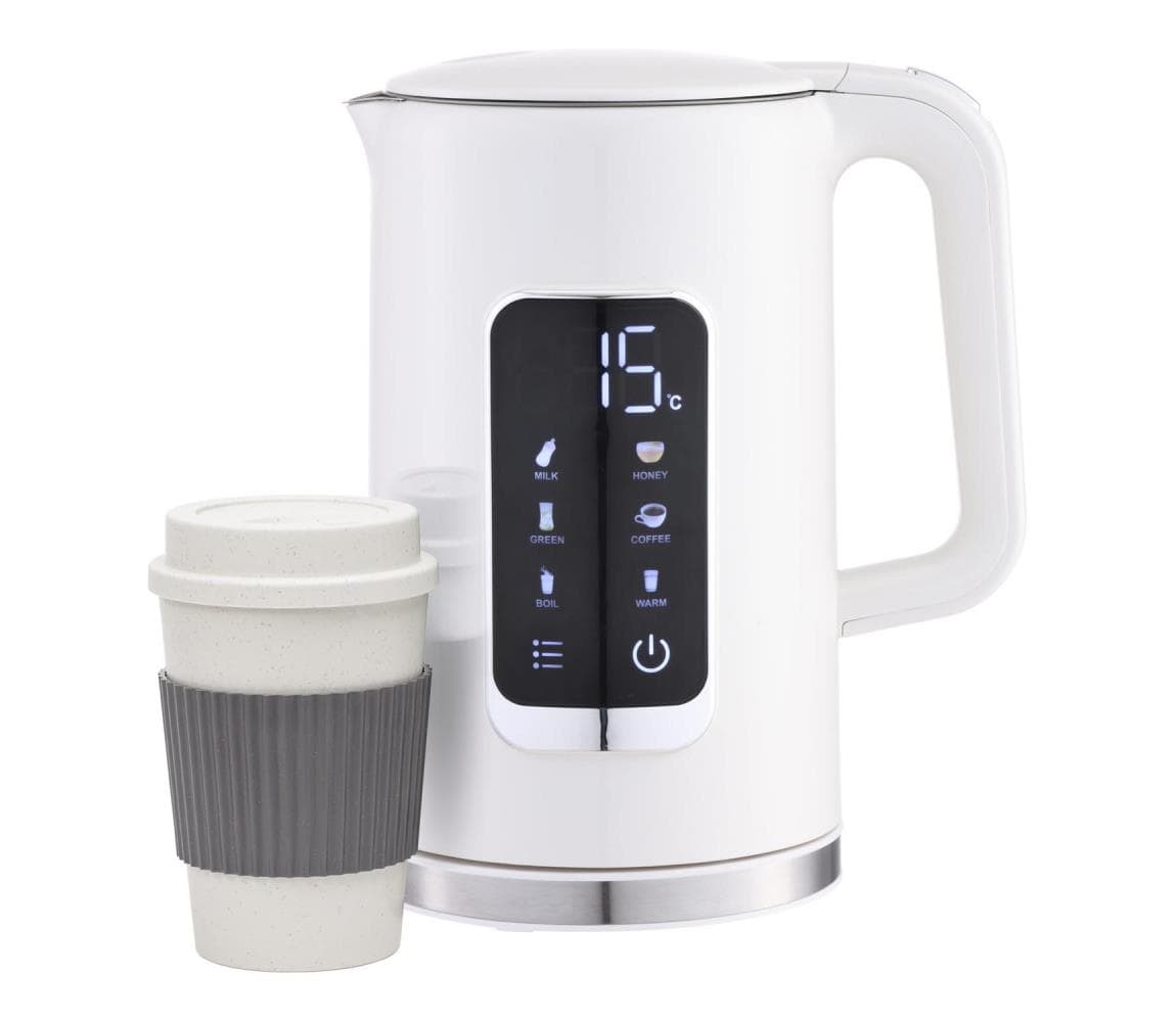 Rýchlovarná kanvica s LCD displejom 1,7 l 2200W/230V biela + cest. hrnček 450 ml PEKR723W