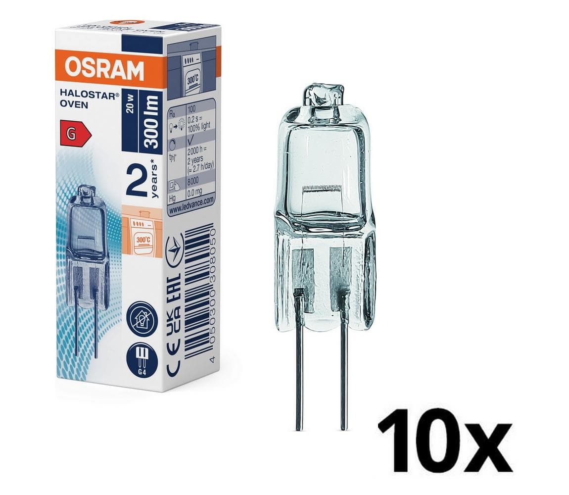 SADA 10× žiaroviek do trúby HALOSTAR G4/20W/12V 2700K - Osram 8590828004981