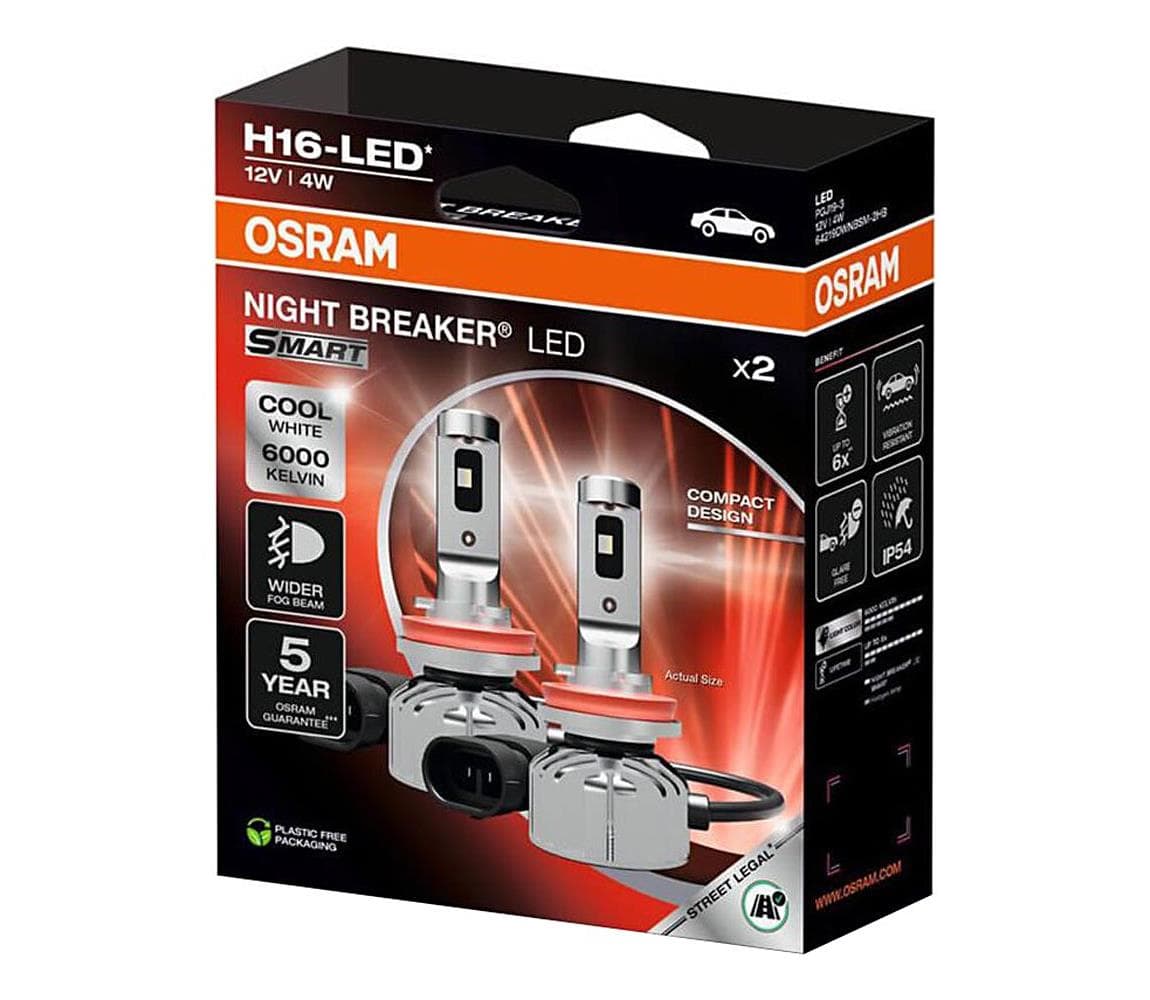 Sada 2 ks LED autožiaroviek NIGHT BREAKER SMART H16 PGJ19-3/4W/12V 6000K - Osram 64219DWNBSM-2HB