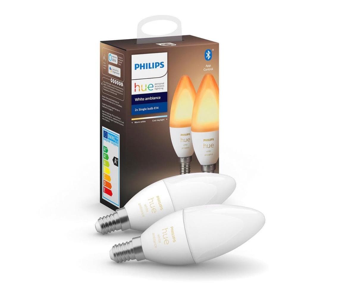 SADA 2x LED Stmievateľná žiarovka Philips Hue WHITE B39 E14/4W/230V 2200K-6500K 871869972635500