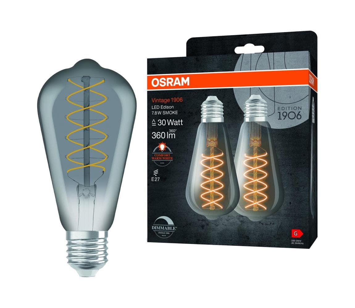 SADA 2x stmievateľná LED žiarovka VINTAGE FILAMENT E27/7,8W/230V 1800K - Osram 4099854147852