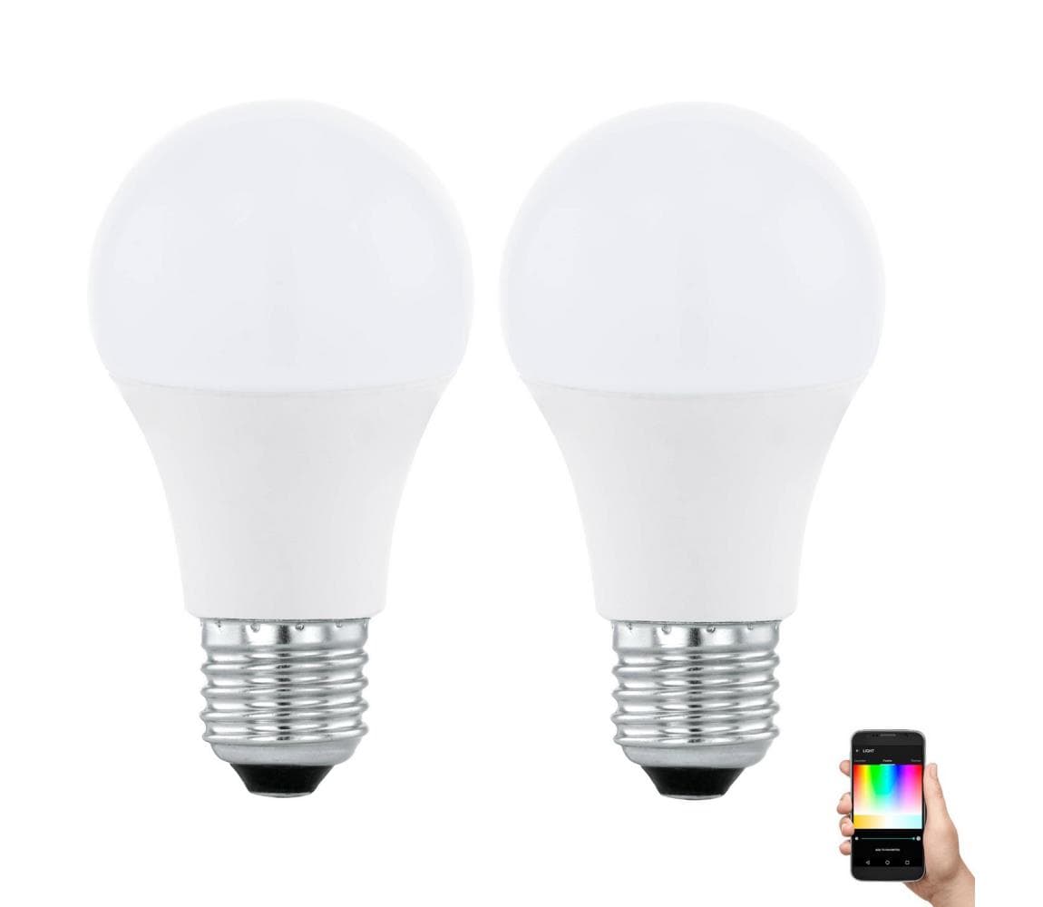 SADA 2xLED RGBW Stmievateľná žiarovka A60 E27/9W/230V 2700-6500K + DO - Eglo 11587 11587