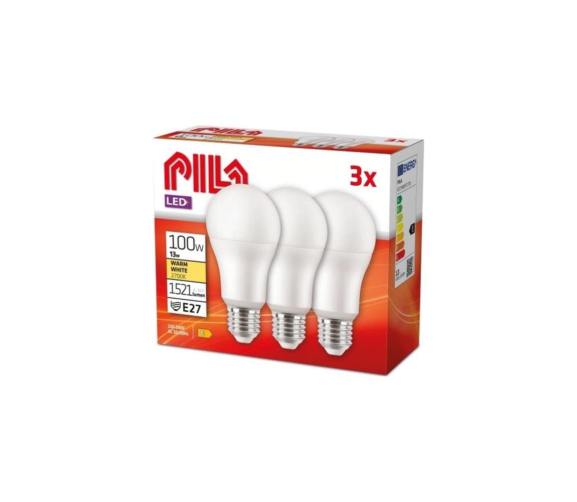 Sada 3x LED žiaroviek Philips Pila E27/13W/230V 2700K 8727900971736