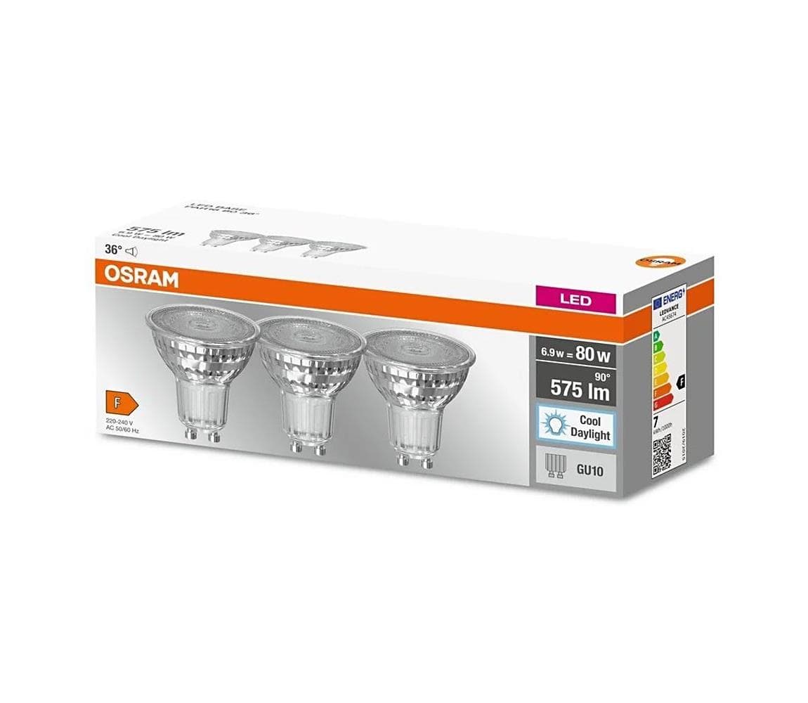 SADA 3x LED Žiarovka PAR16 GU10/6,9W/230V 6500K - Osram 4058075614550