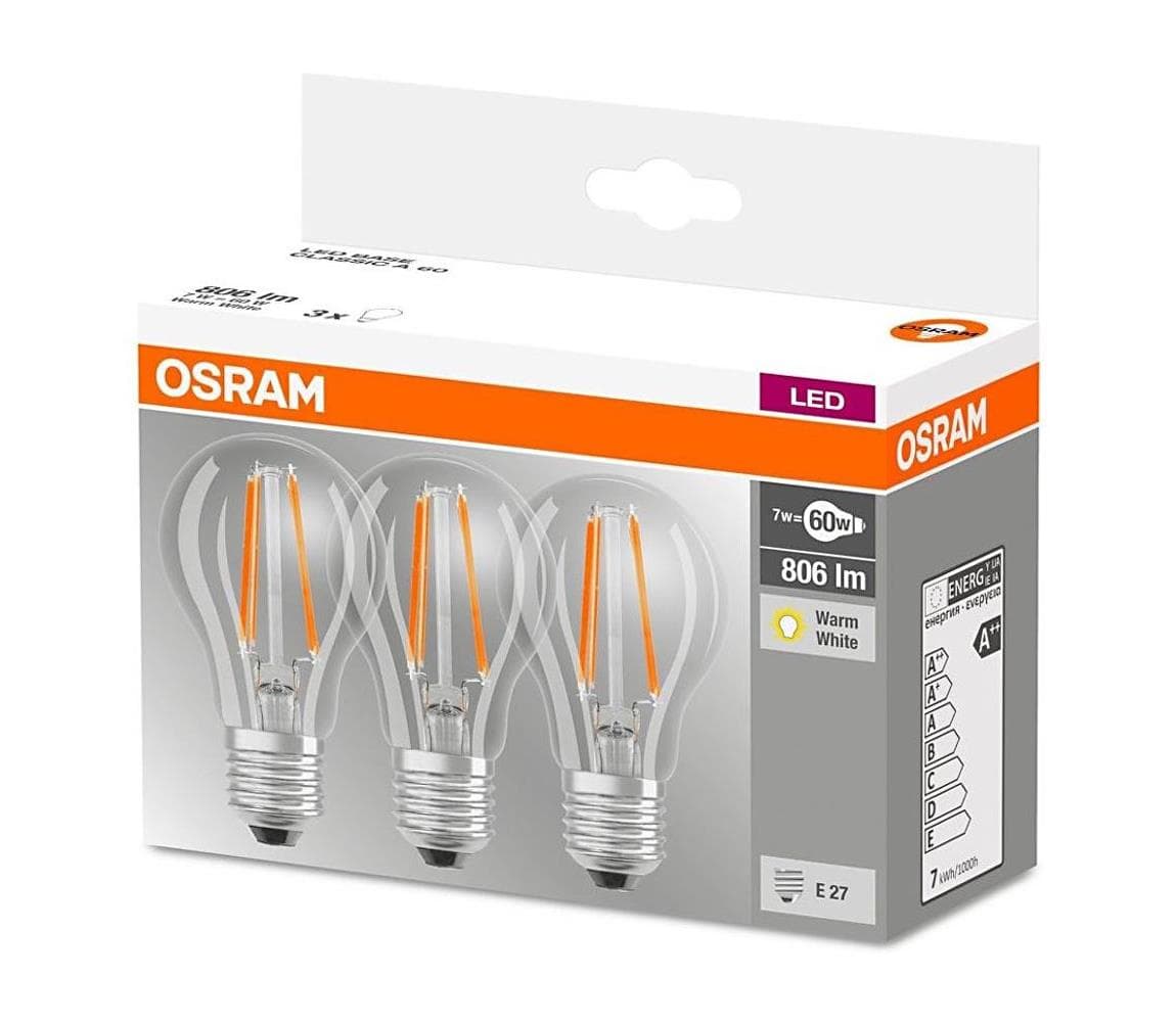 SADA 3x LED Žiarovka VINTAGE E27/7W/230V 2700K - Osram 4058075819290