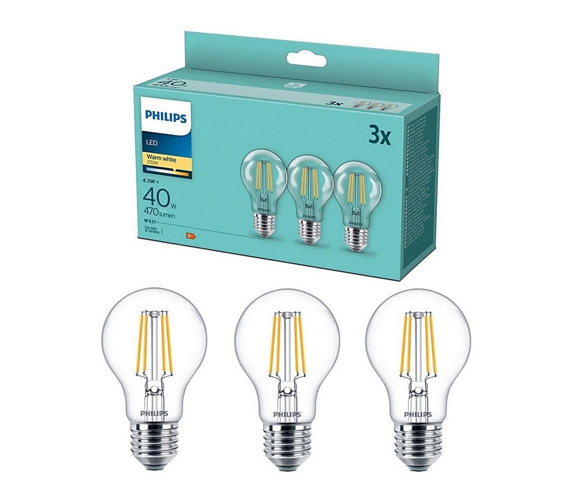 SADA 3x LED Žiarovka VINTAGE Philips E27/4,3W/230V 2700K 8718699777753