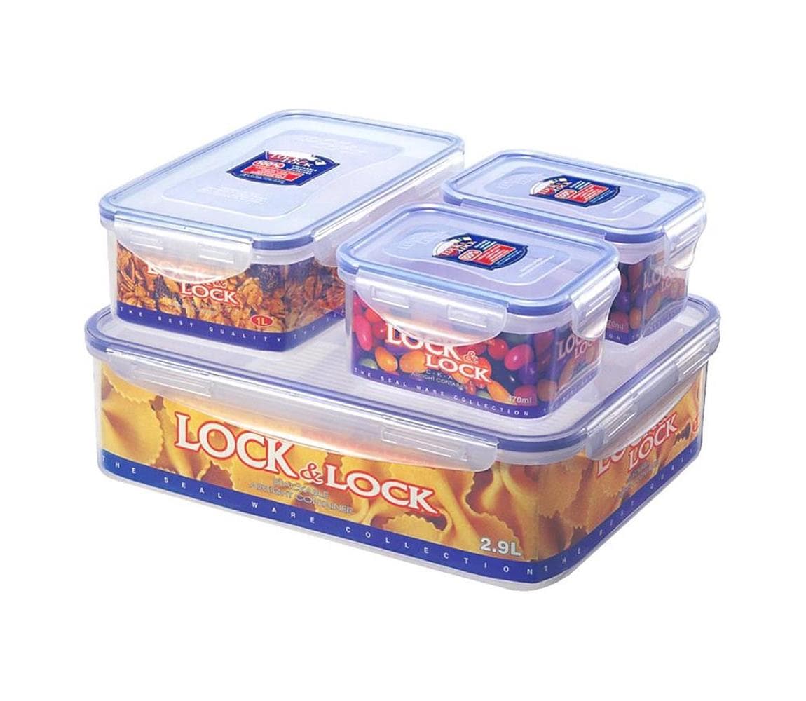 UTC SADA 4× potravinových dóz LOCK 0,47/1/3,9 l modrá/priehľadná HPL834SA