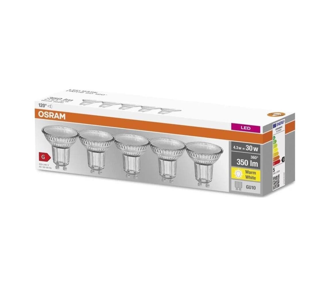 SADA 5x LED Žiarovka PAR16 GU10/4,3W/230V 2700K 120° - Osram 4058075466579