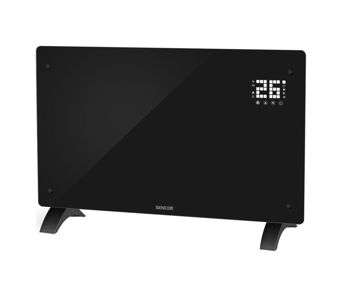 Sencor - Inteligentný elektrický priamotop/konvektor 2000W IP24 Wi-Fi čierny + diaľkové ovládanie 41016917