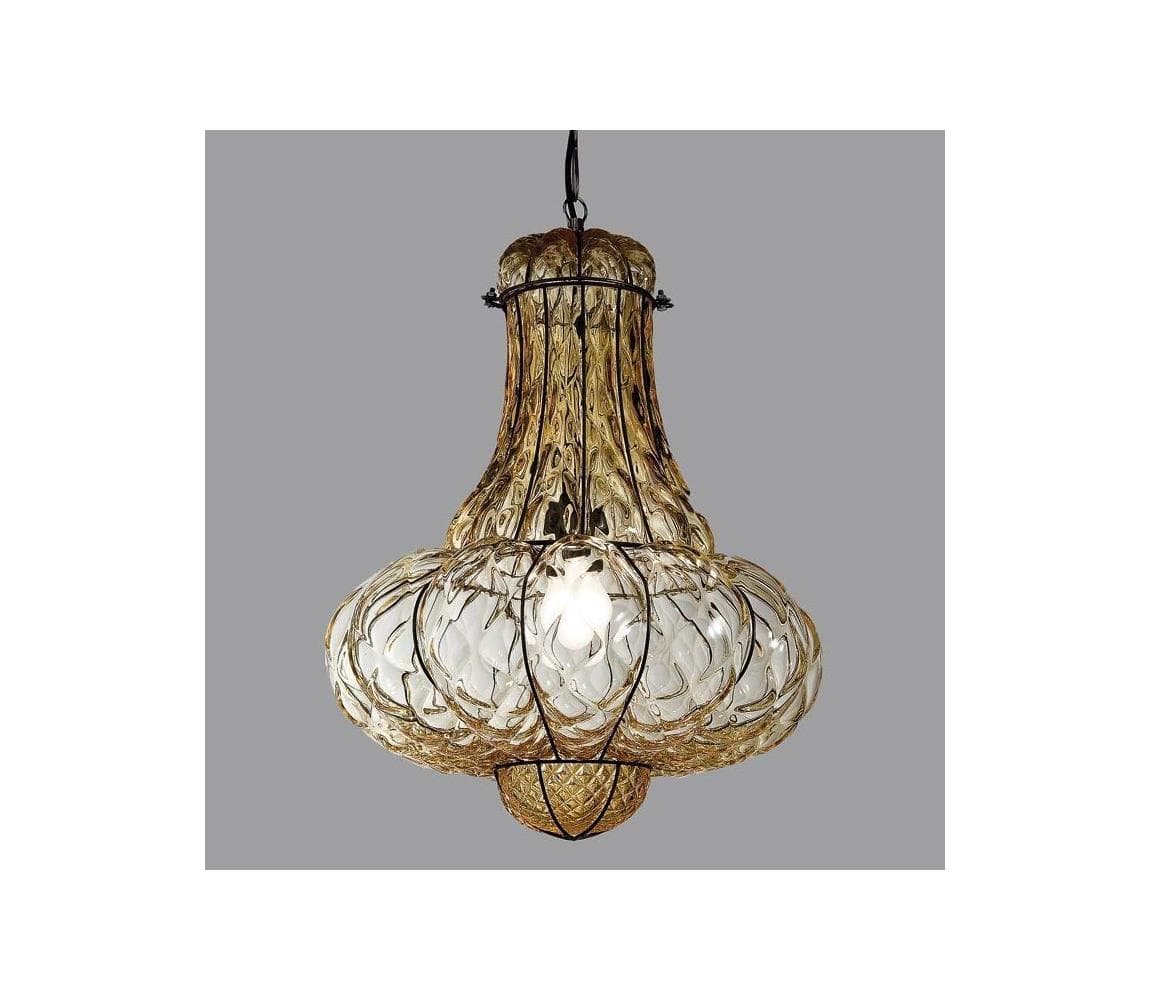 SIRU - Luster na reťazi DOGE 1xE27/60W/230V pr. 30 cm béžová/čierna benátske sklo MS118-035ABB