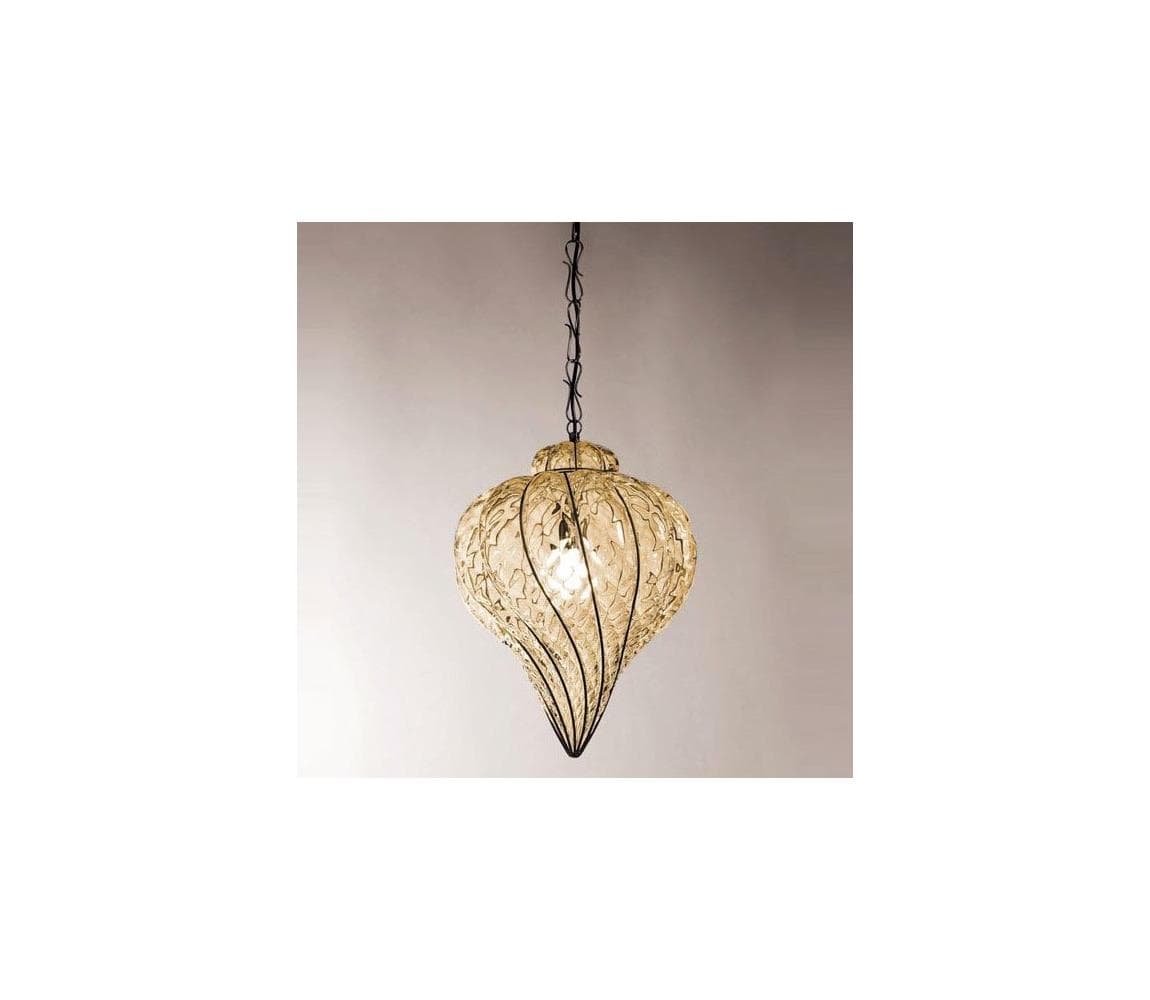 SIRU - Luster na reťazi GOCCIA 1xE27/60W/230V pr.25 cm béžová/hnedá benátske sklo MS111-035ABB