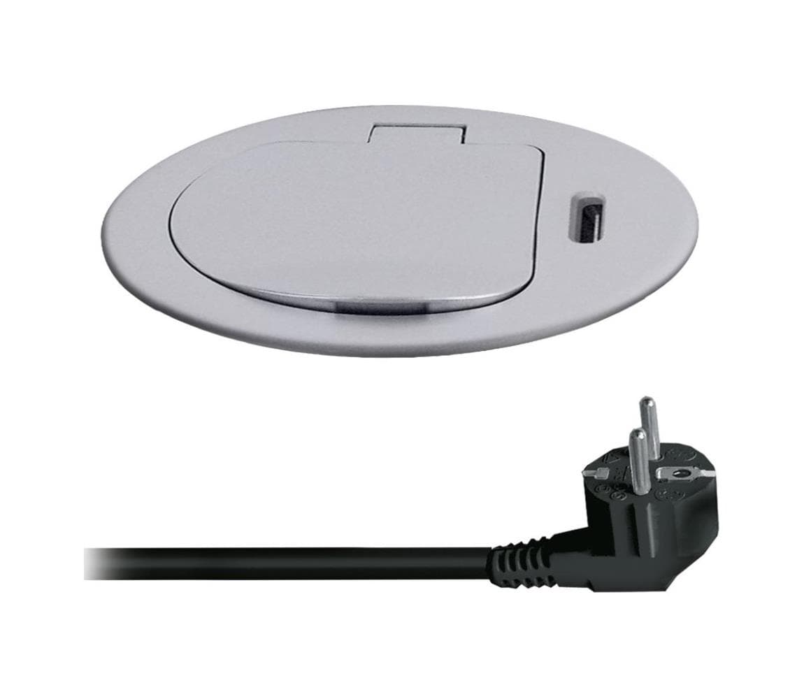 PP122C-PD20-Zásuvkový stĺpik na dosku stola 1x230V + USB-C PD strieborná PP122C-PD20