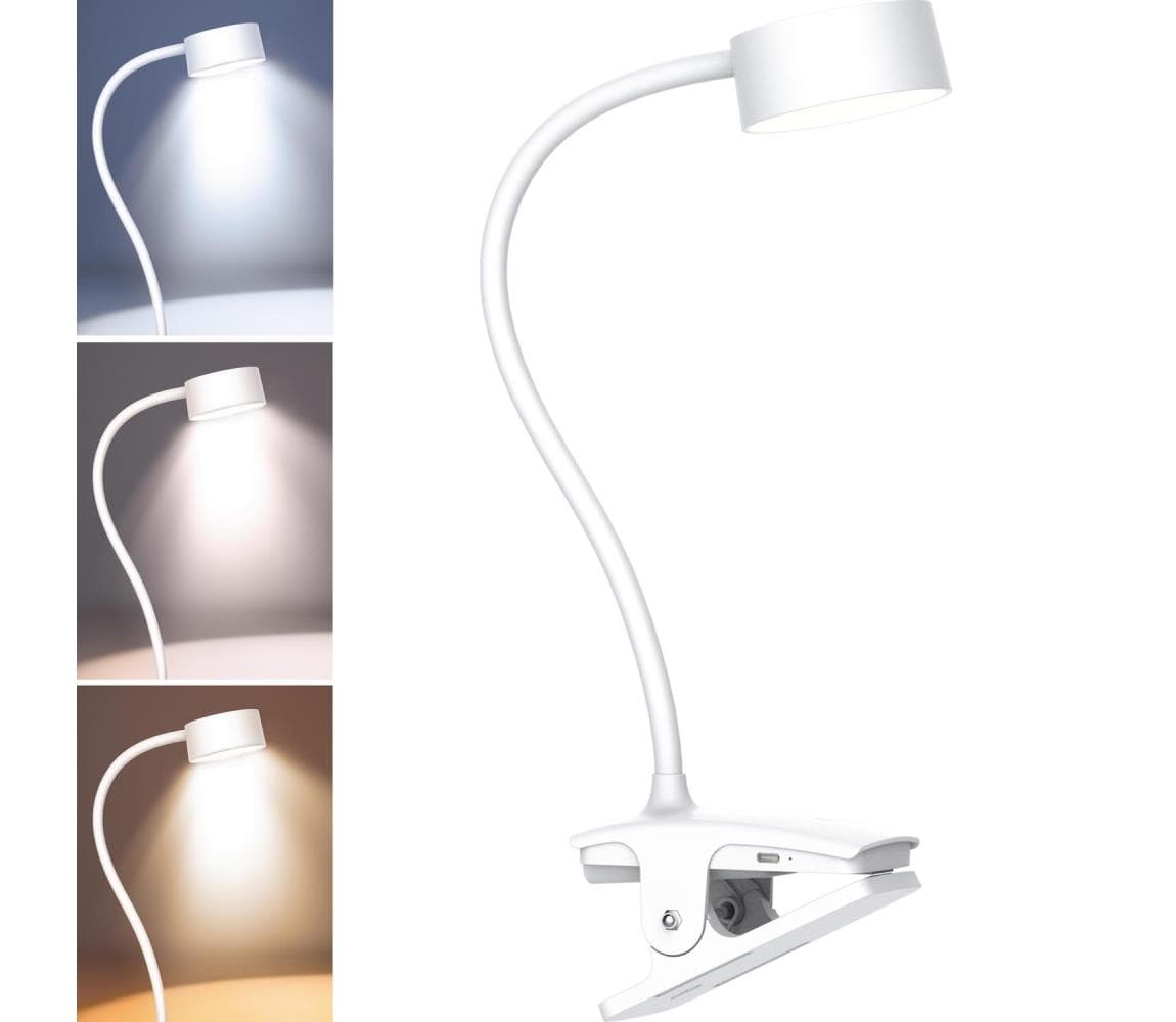 WO3001-W- LED Stm. flexib. lampa s klipom LED/2W/5V 3000/4000/6500K biela WO3001-W