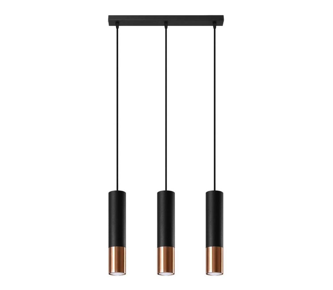 SL.0948 - Luster na lanku LOOPEZ 3xGU10/10W/230V čierna/meď SL.0948